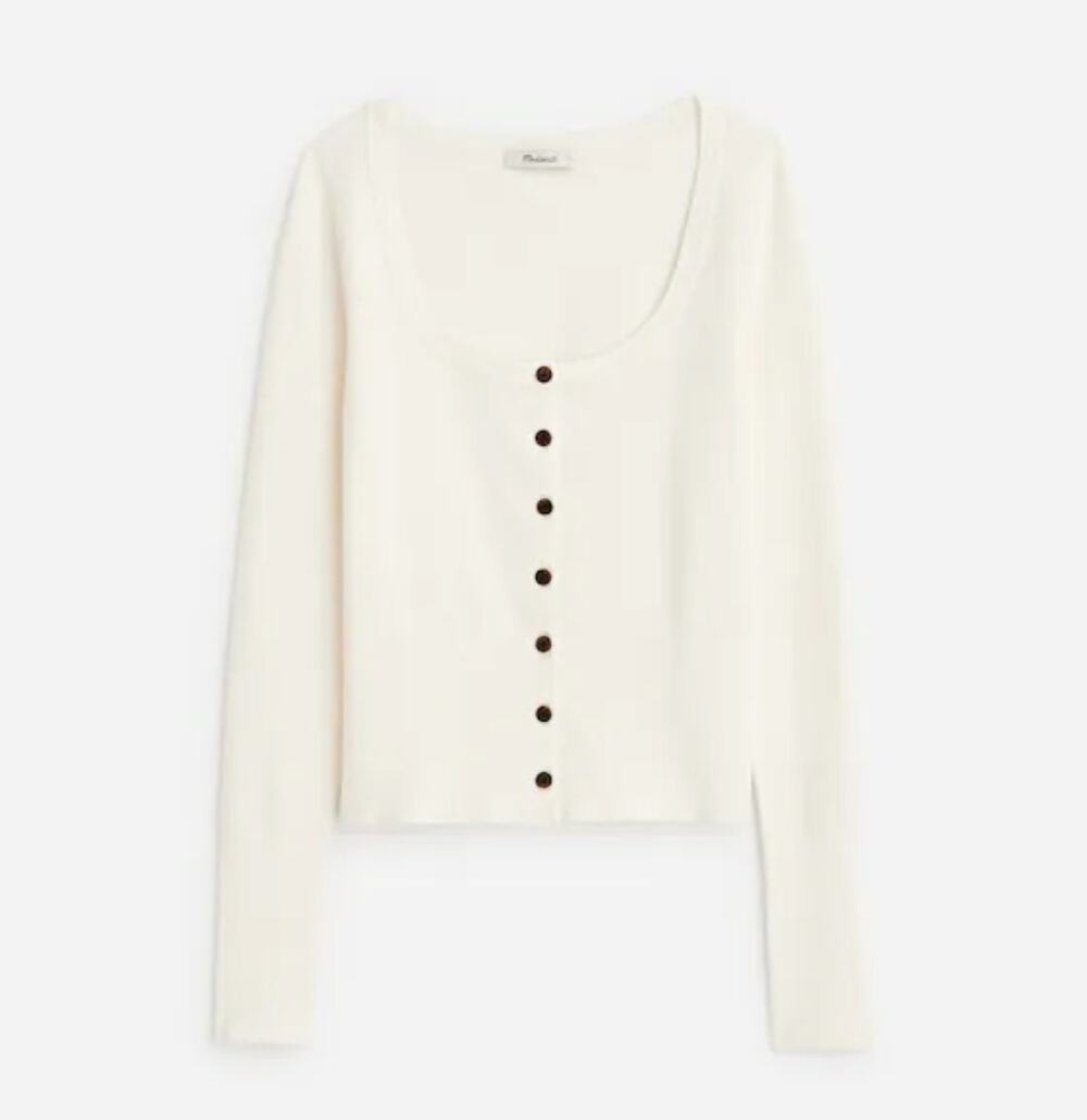 NWT Madewell The Signature Knit Scoopneck Cardigan In Winter White Size XXS